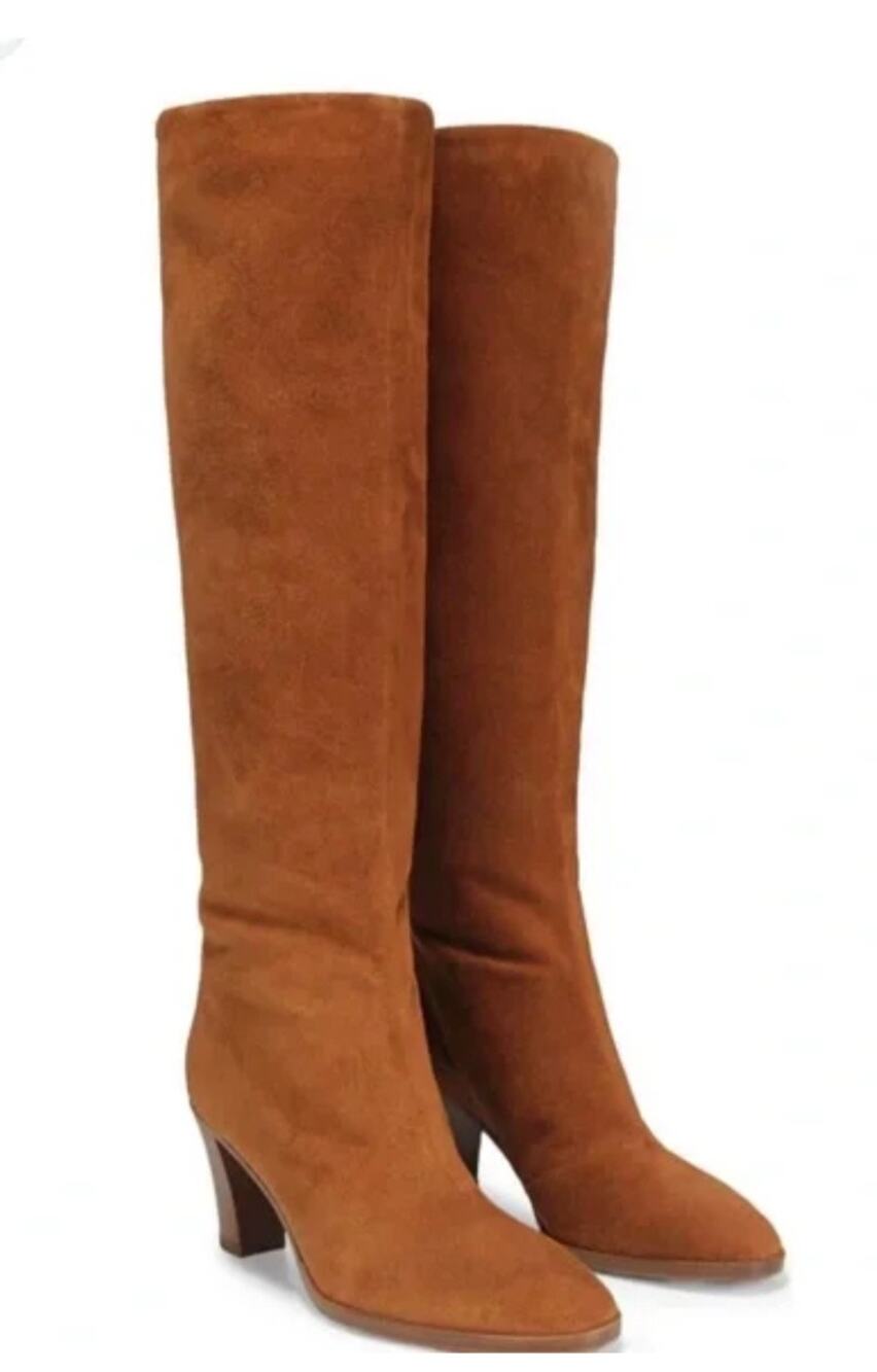 Vince Casper Knee High Pull-On Boot Tan Braow Suede Leather Women's 8
